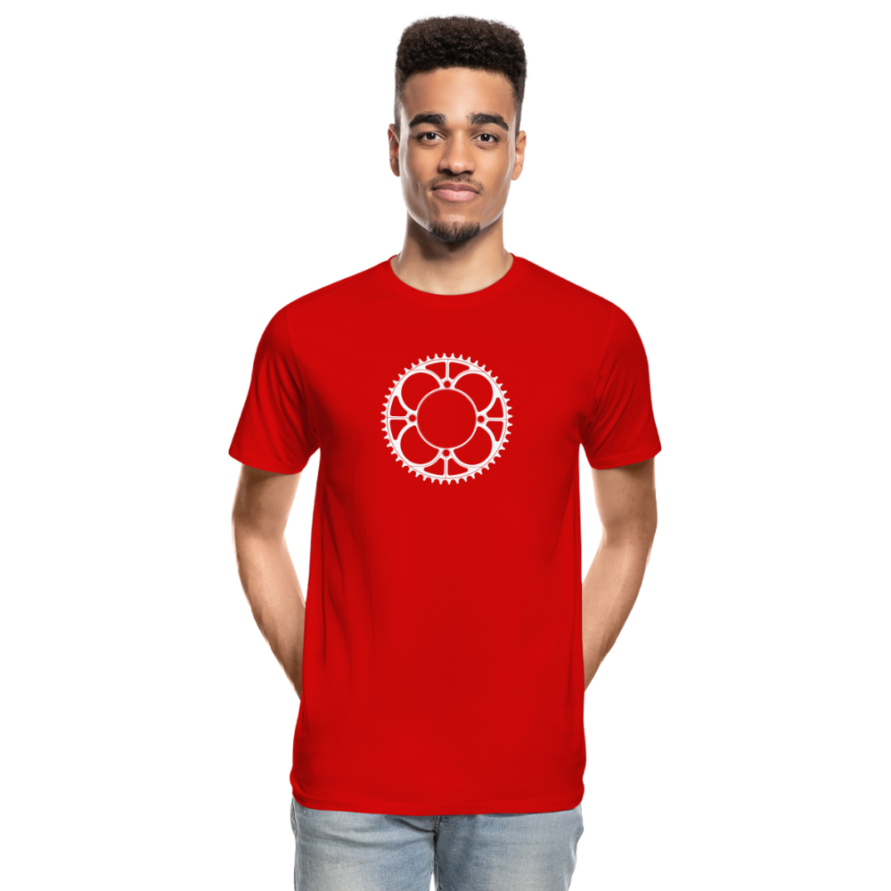 Plateau - T-shirt bio premium pour homme - blanc - rouge
