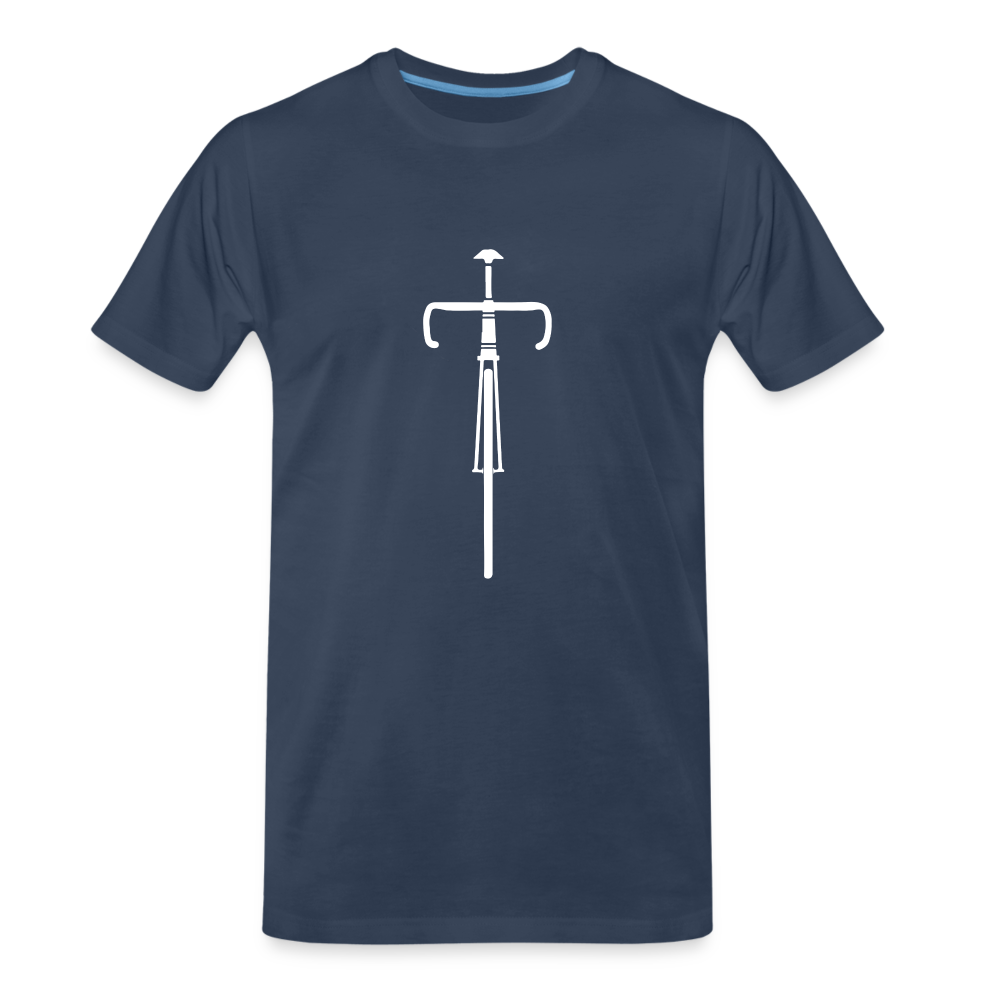 Vélo - T-shirt bio premium pour homme - blanc - bleu marine