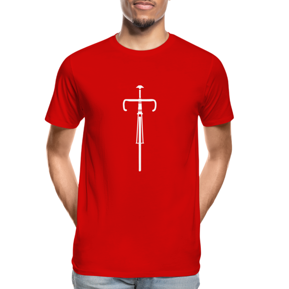 Vélo - T-shirt bio premium pour homme - blanc - rouge