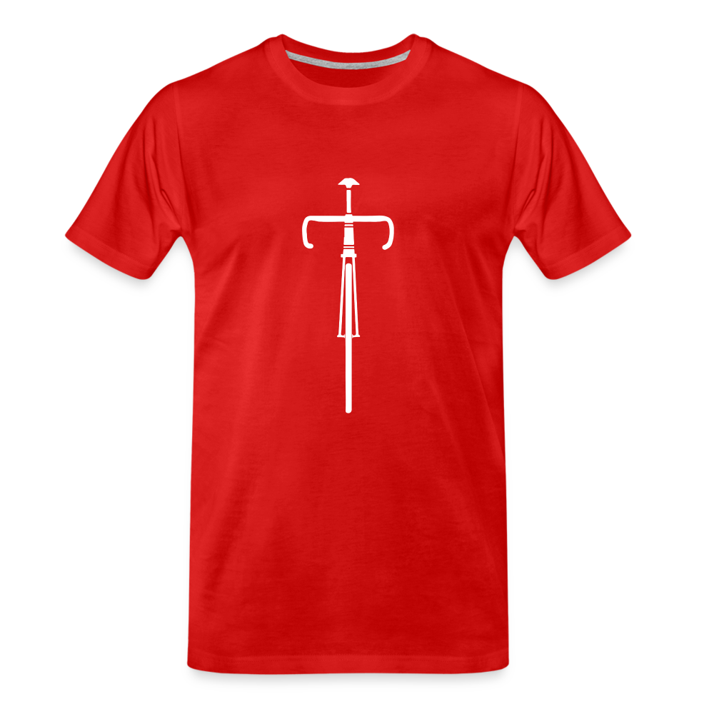 Vélo - T-shirt bio premium pour homme - blanc - rouge