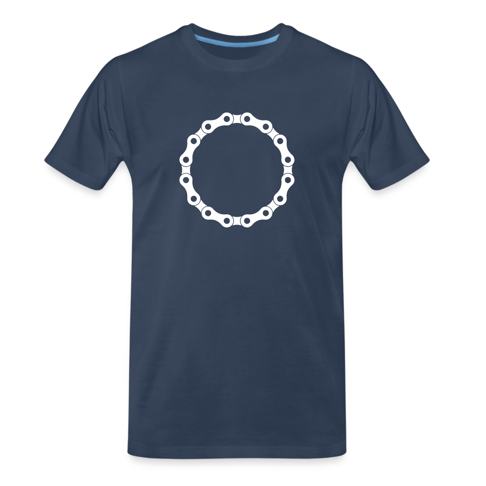 T-shirt bio Premium pour homme - chaîne blanc - bleu marine