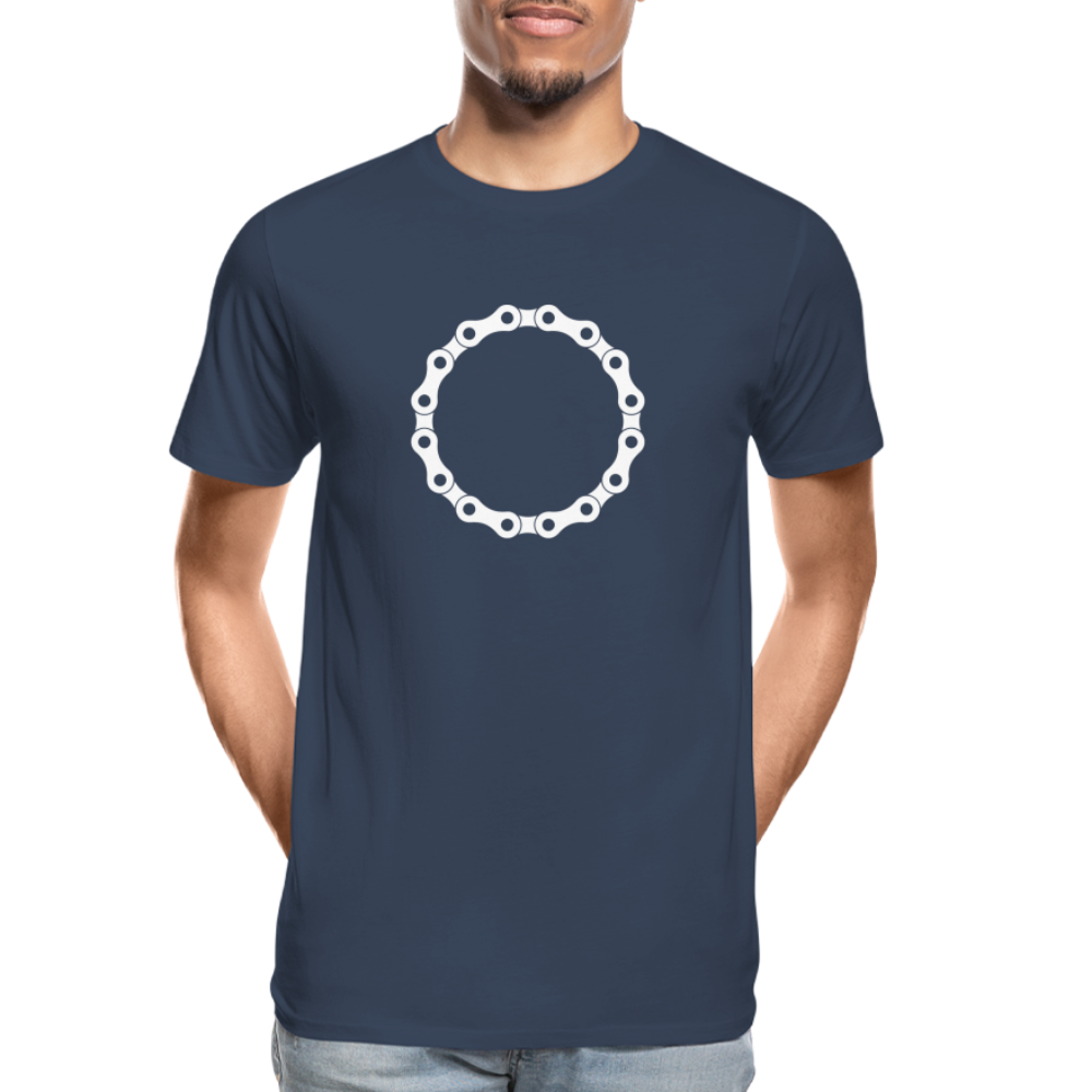 T-shirt bio Premium pour homme - chaîne blanc - bleu marine
