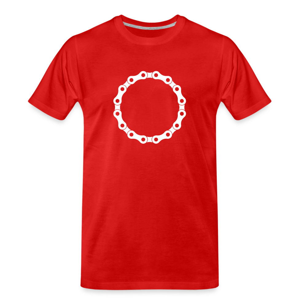 T-shirt bio Premium pour homme - chaîne blanc - rouge