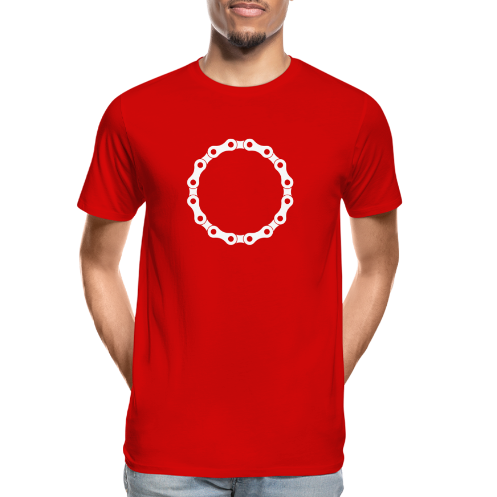 T-shirt bio Premium pour homme - chaîne blanc - rouge